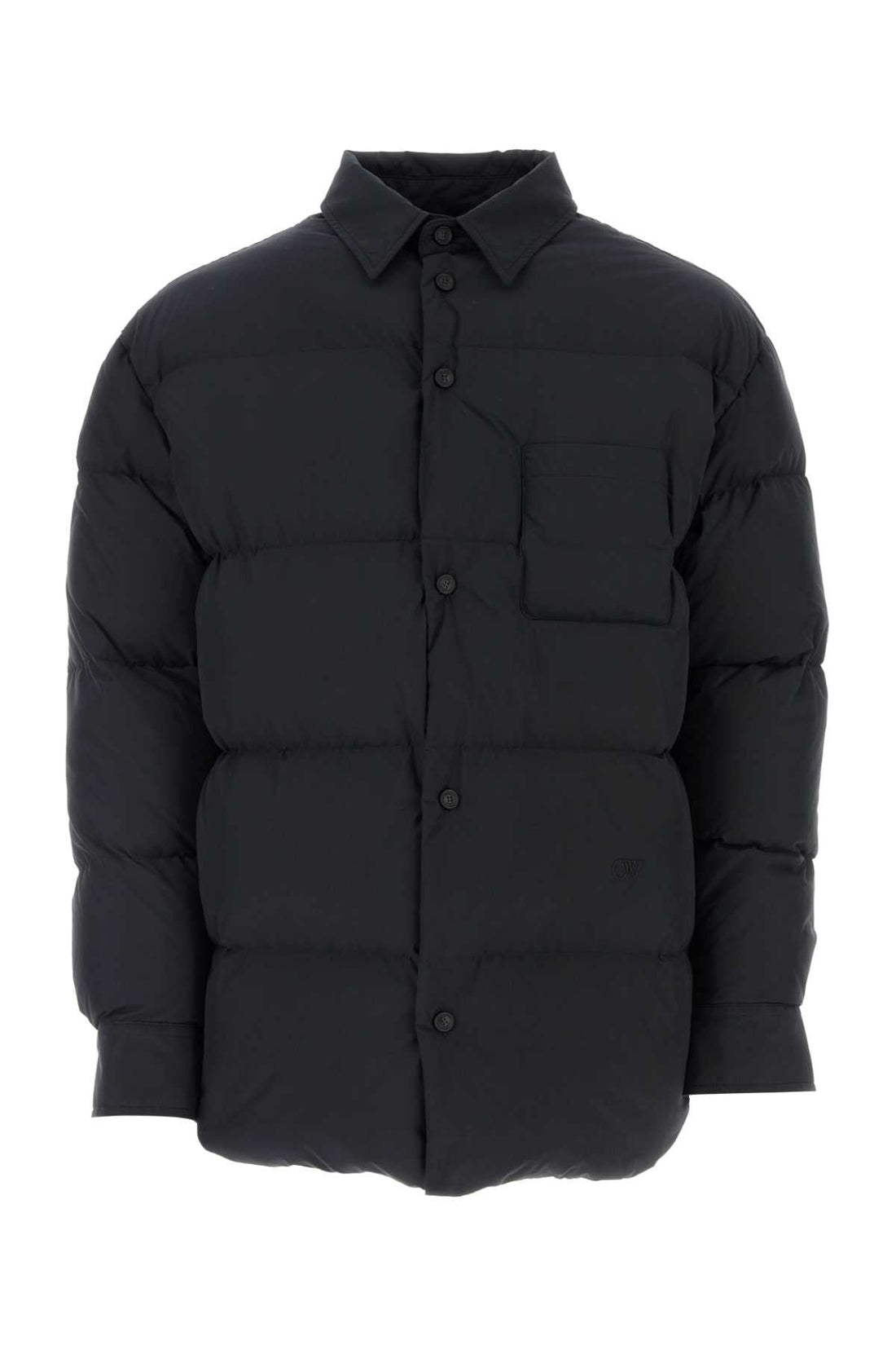 Off White Men Black Polyester Down Jacket by Luosophy