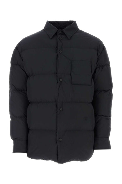 Off White Men Black Polyester Down Jacket by Luosophy