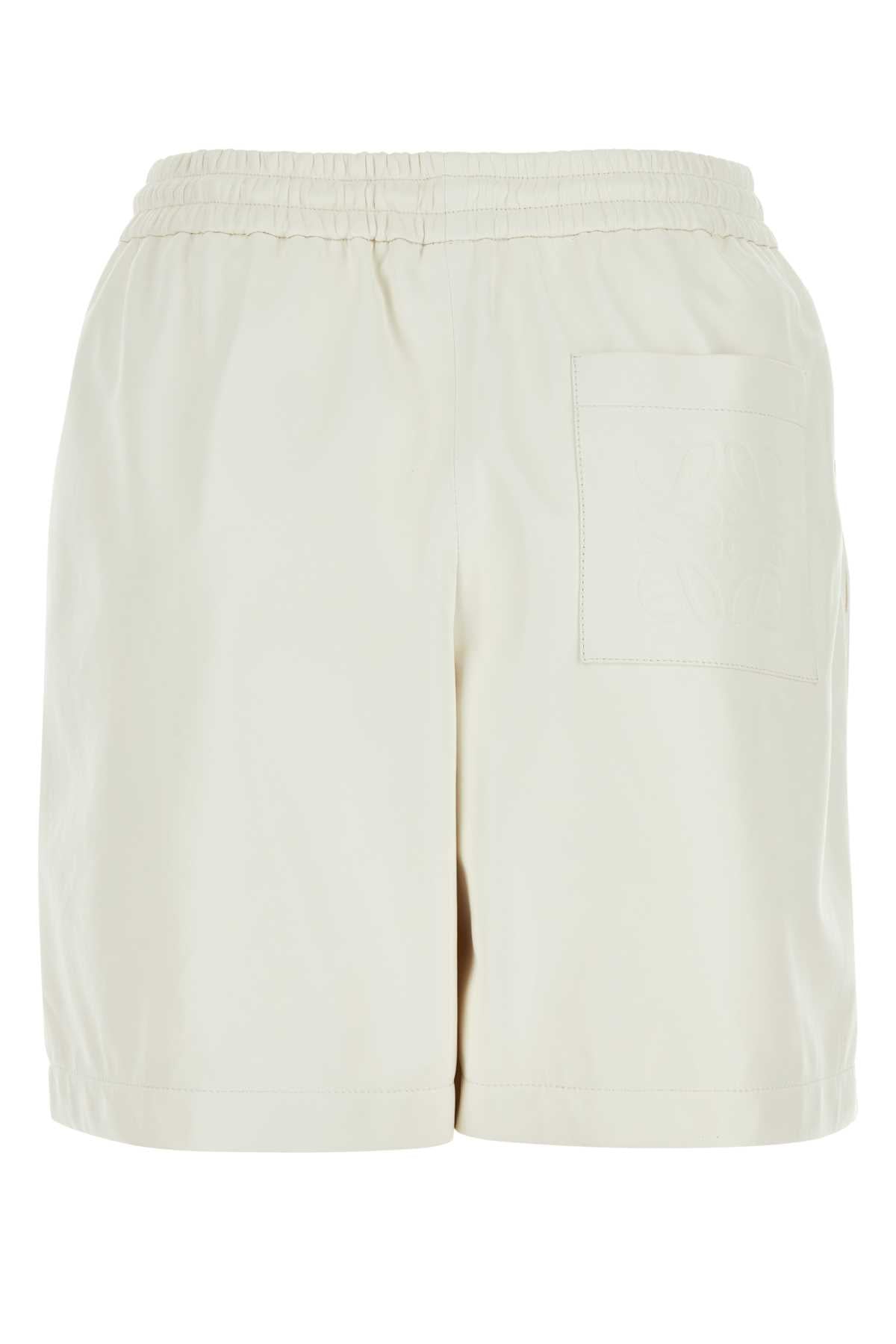 Loewe Women White Leather Shorts by Luosophy