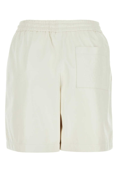 Loewe Women White Leather Shorts by Luosophy