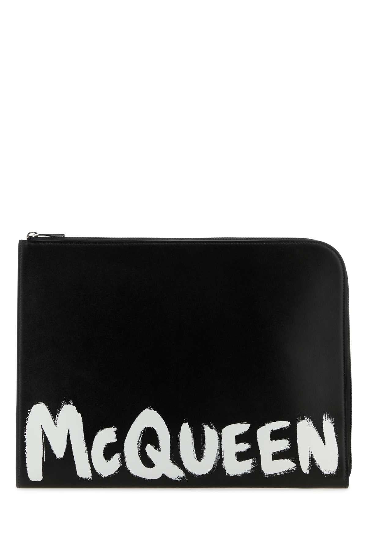 Alexander Mcqueen Men Black Leather Document Holder by Luosophy