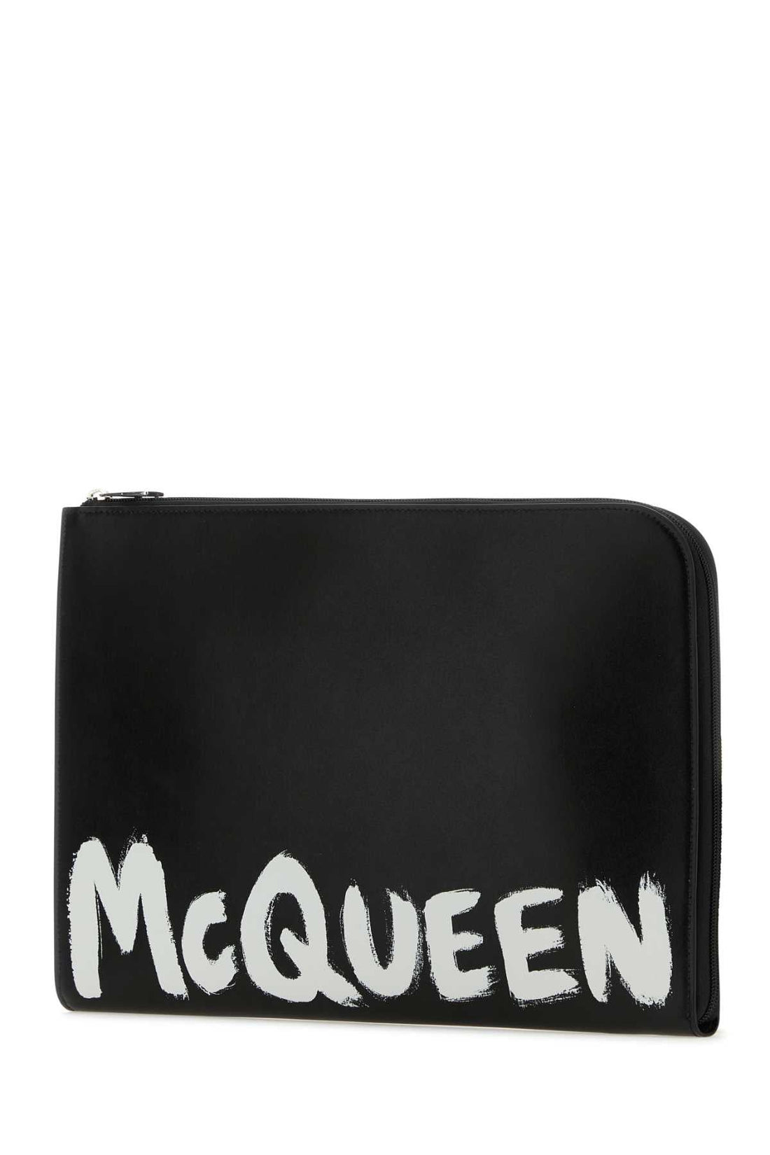 Alexander Mcqueen Men Black Leather Document Holder by Luosophy