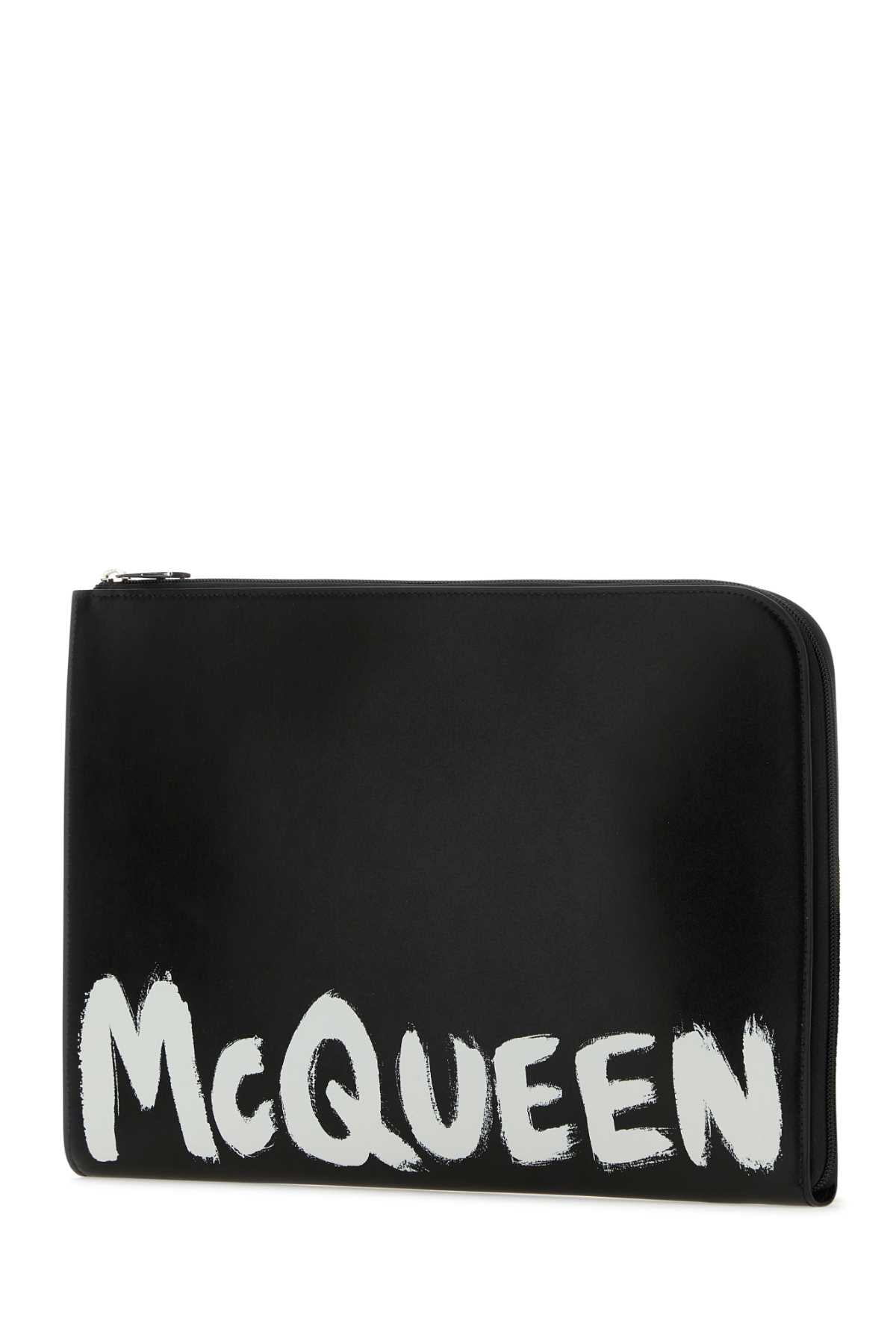 Alexander Mcqueen Men Black Leather Document Holder by Luosophy