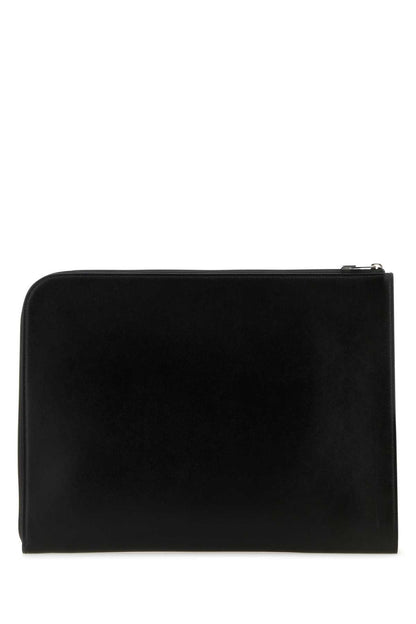 Alexander Mcqueen Men Black Leather Document Holder by Luosophy