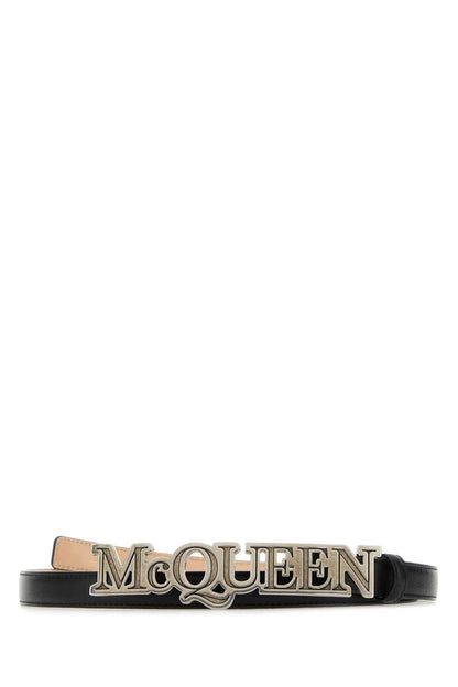 Alexander Mcqueen Men Black Leather Belt by Luosophy
