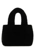 Amina Muaddi Women Black Shearling Amini Giuly Handbag by Luosophy