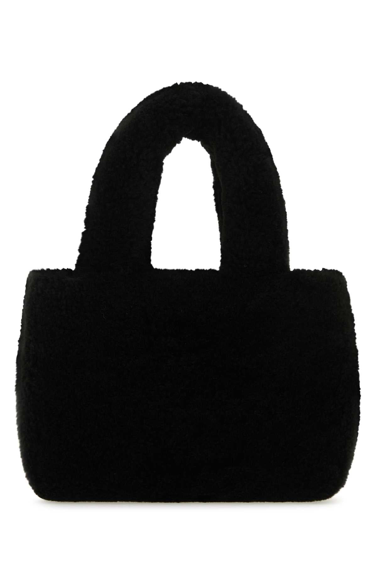 Amina Muaddi Women Black Shearling Amini Giuly Handbag by Luosophy