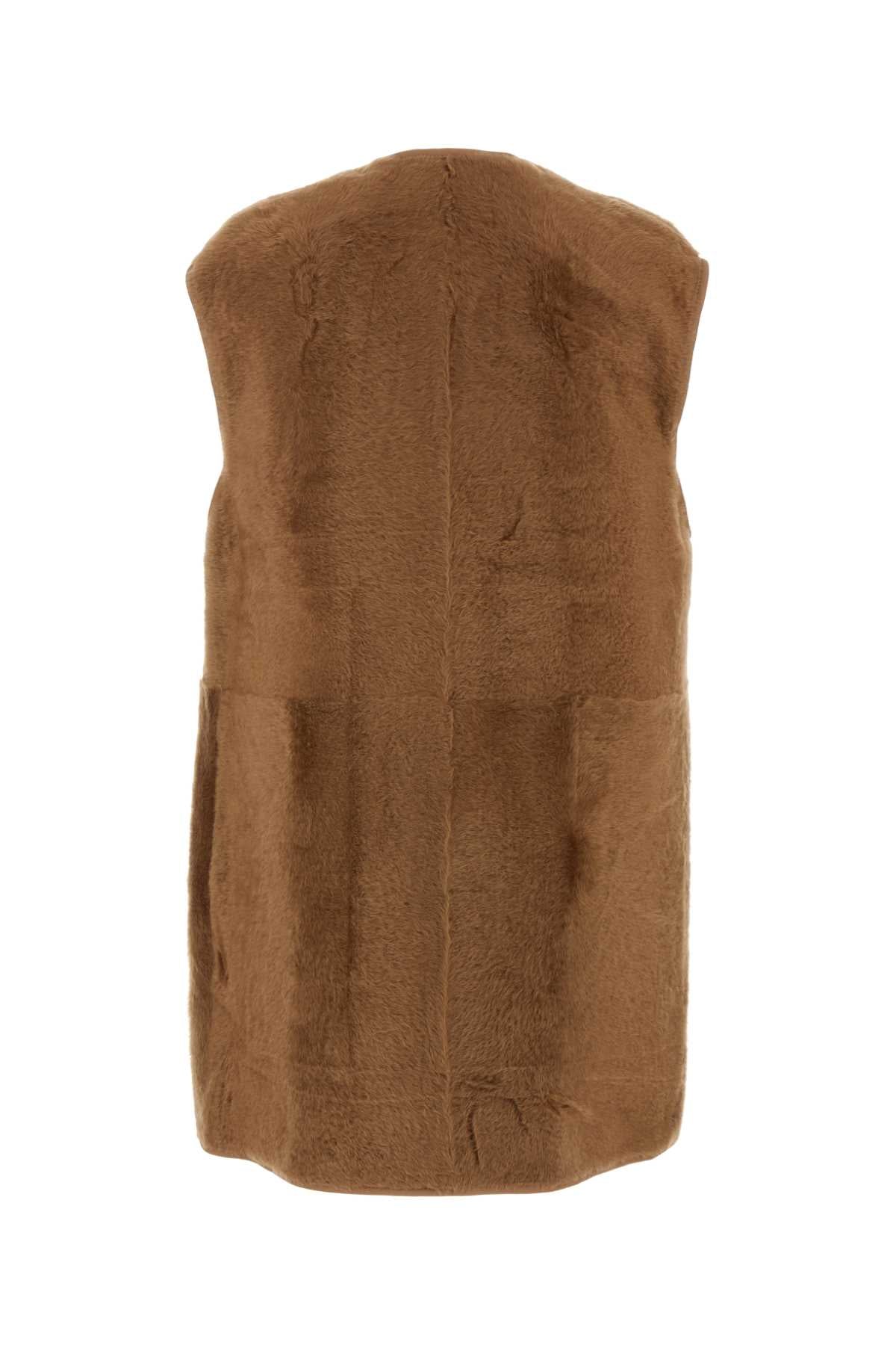 Max Mara Women Biscuit Shearling Effige Sleeveless Coat by Luosophy