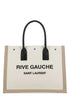 Saint Laurent Men Sand Canvas Big Rive Gauche Shopping Bag by Luosophy