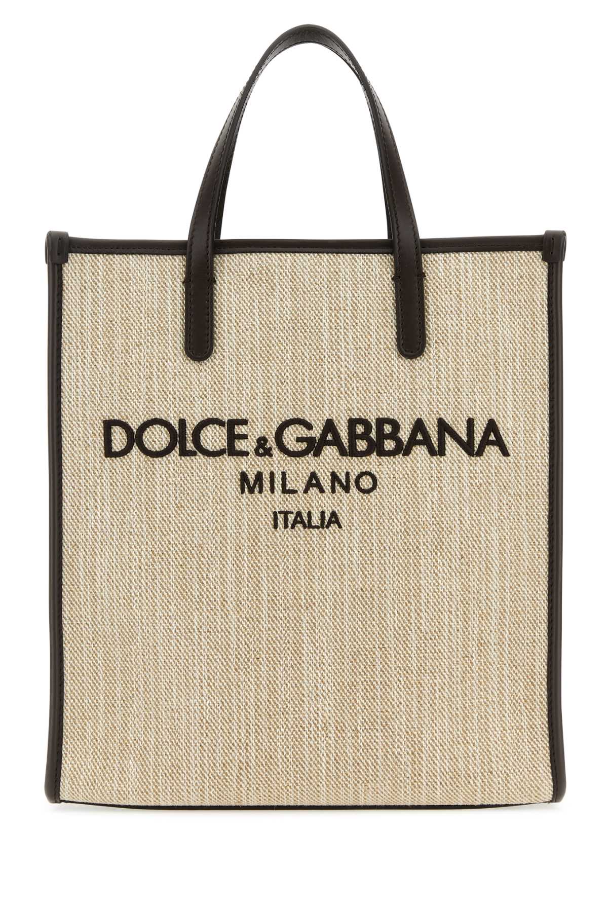 Dolce &amp; Gabbana Men Sand Canvas Small Shopping Bag by Luosophy