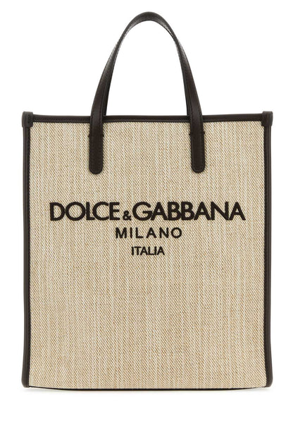 Dolce &amp; Gabbana Men Sand Canvas Small Shopping Bag by Luosophy