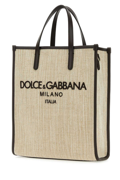 Dolce &amp; Gabbana Men Sand Canvas Small Shopping Bag by Luosophy