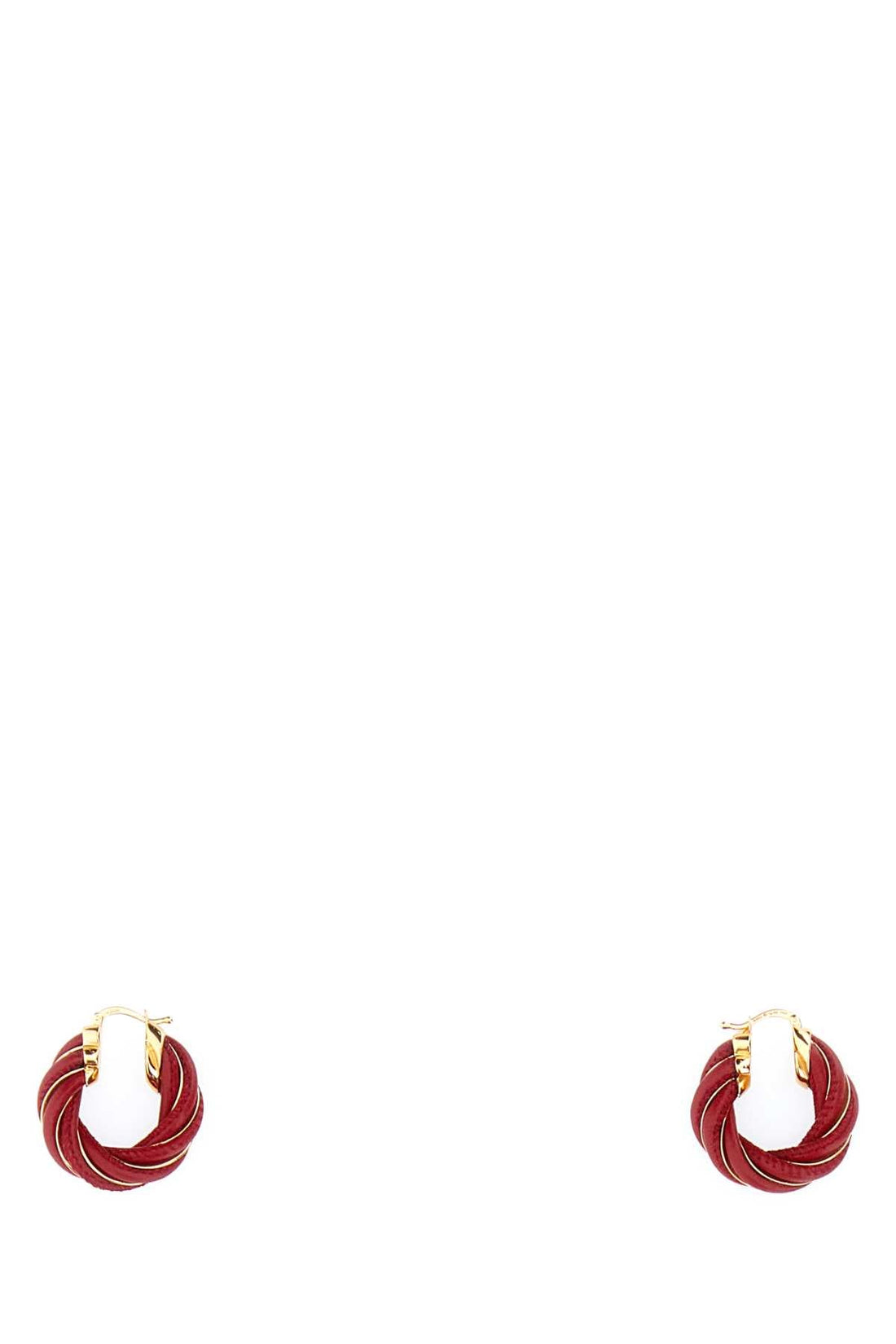 Bottega Veneta Women Tiziano Red Nappa Leather And 925 Silver Twist Earrings by Luosophy