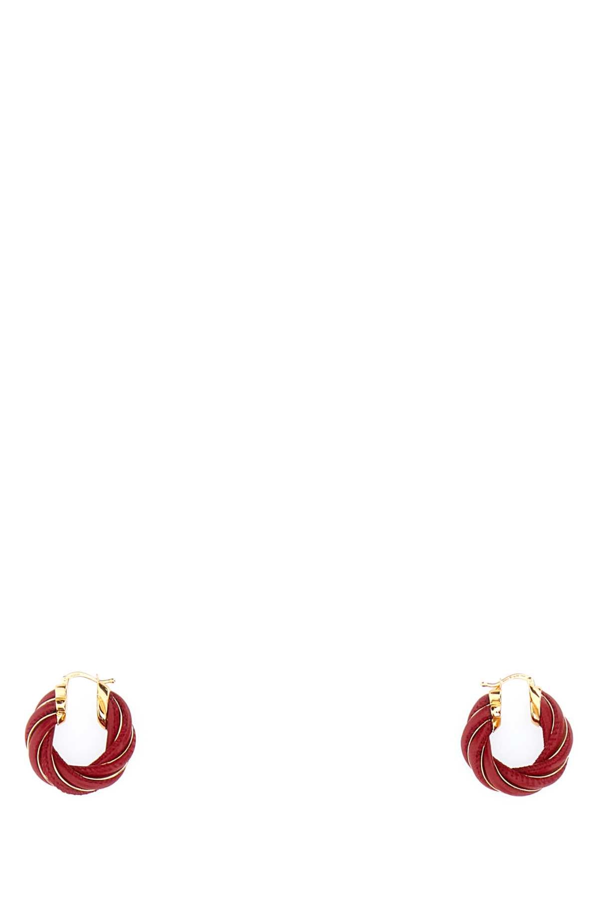 Bottega Veneta Women Tiziano Red Nappa Leather And 925 Silver Twist Earrings by Luosophy