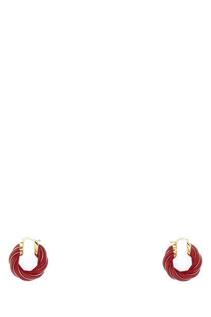 Bottega Veneta Women Tiziano Red Nappa Leather And 925 Silver Twist Earrings by Luosophy