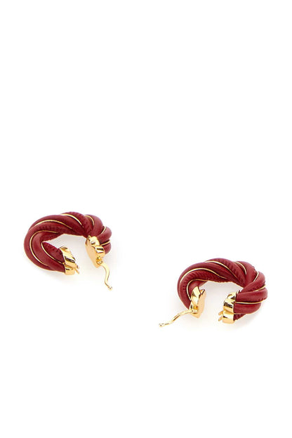 Bottega Veneta Women Tiziano Red Nappa Leather And 925 Silver Twist Earrings by Luosophy