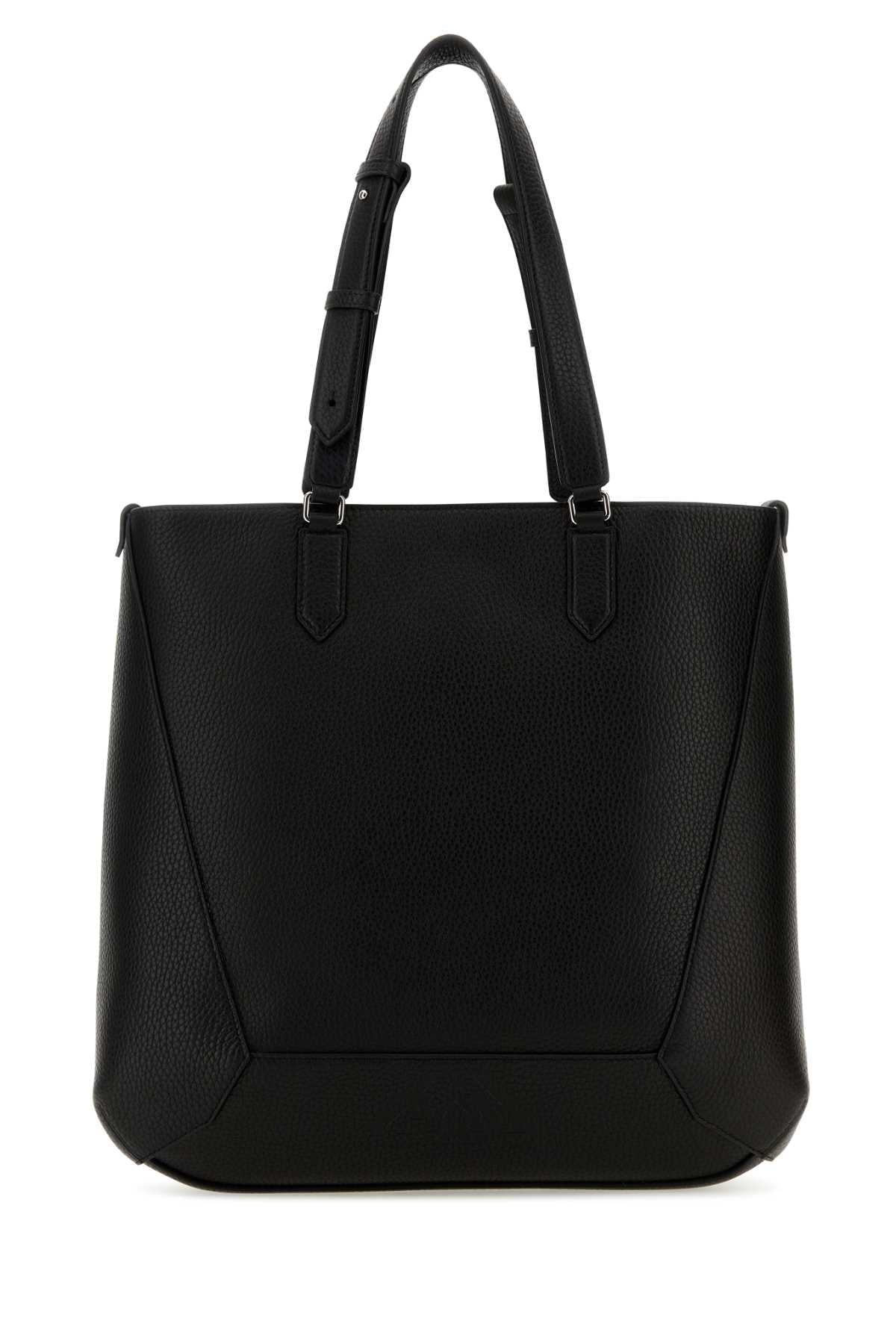 Alexander Mcqueen Men Black Leather Medium Edge Shopping Bag by Luosophy