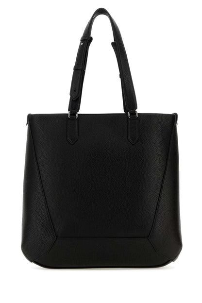 Alexander Mcqueen Men Black Leather Medium Edge Shopping Bag by Luosophy
