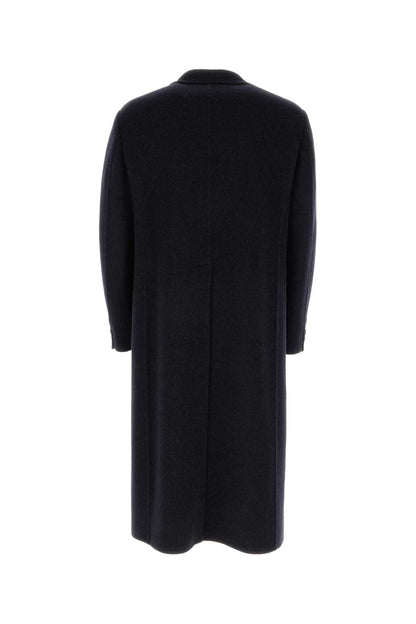 Fendi Men Navy Blue Wool Blend Coat by Luosophy
