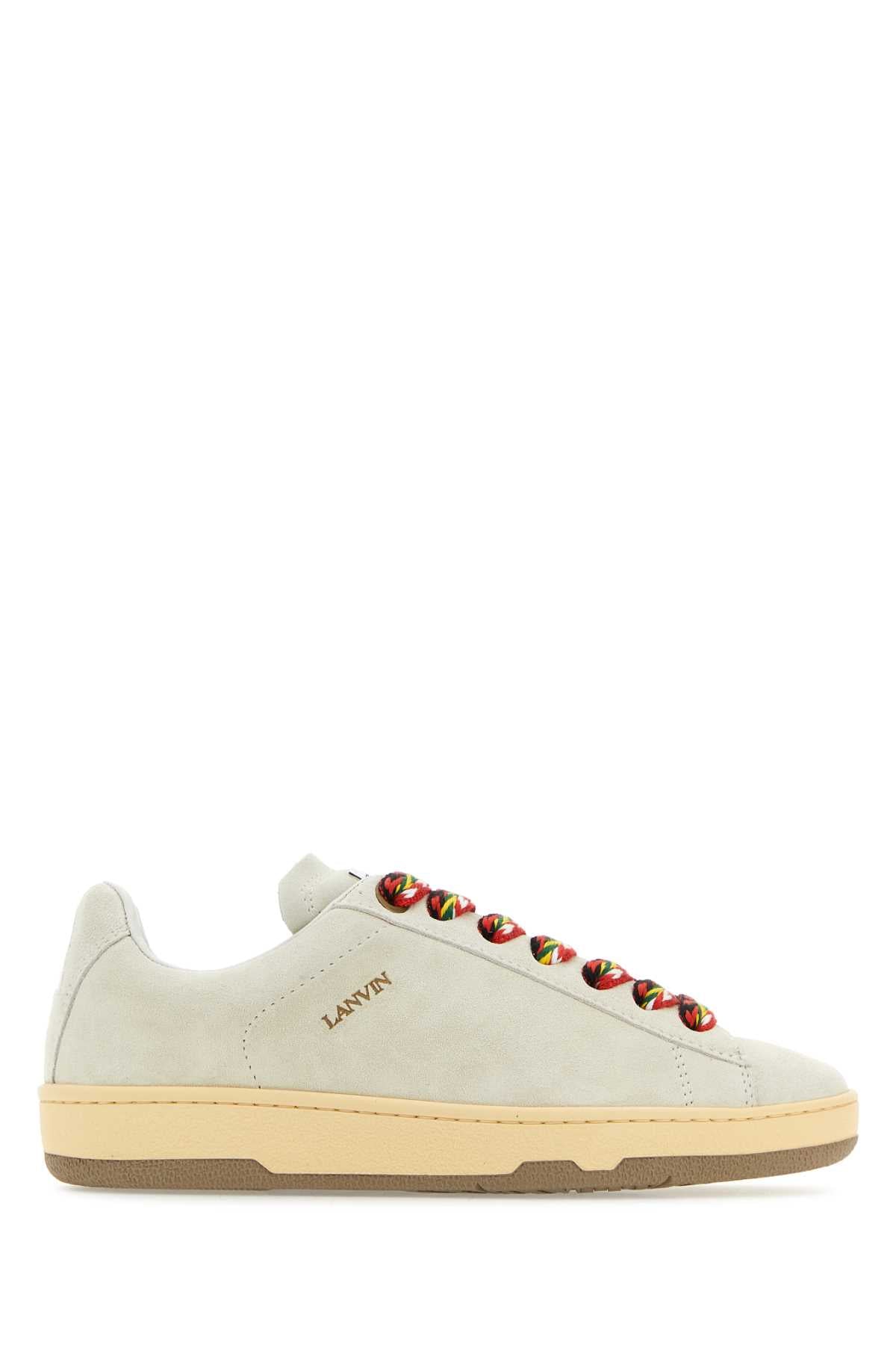 Lanvin Women Chalk Suede Lite Curb Sneakers by Luosophy