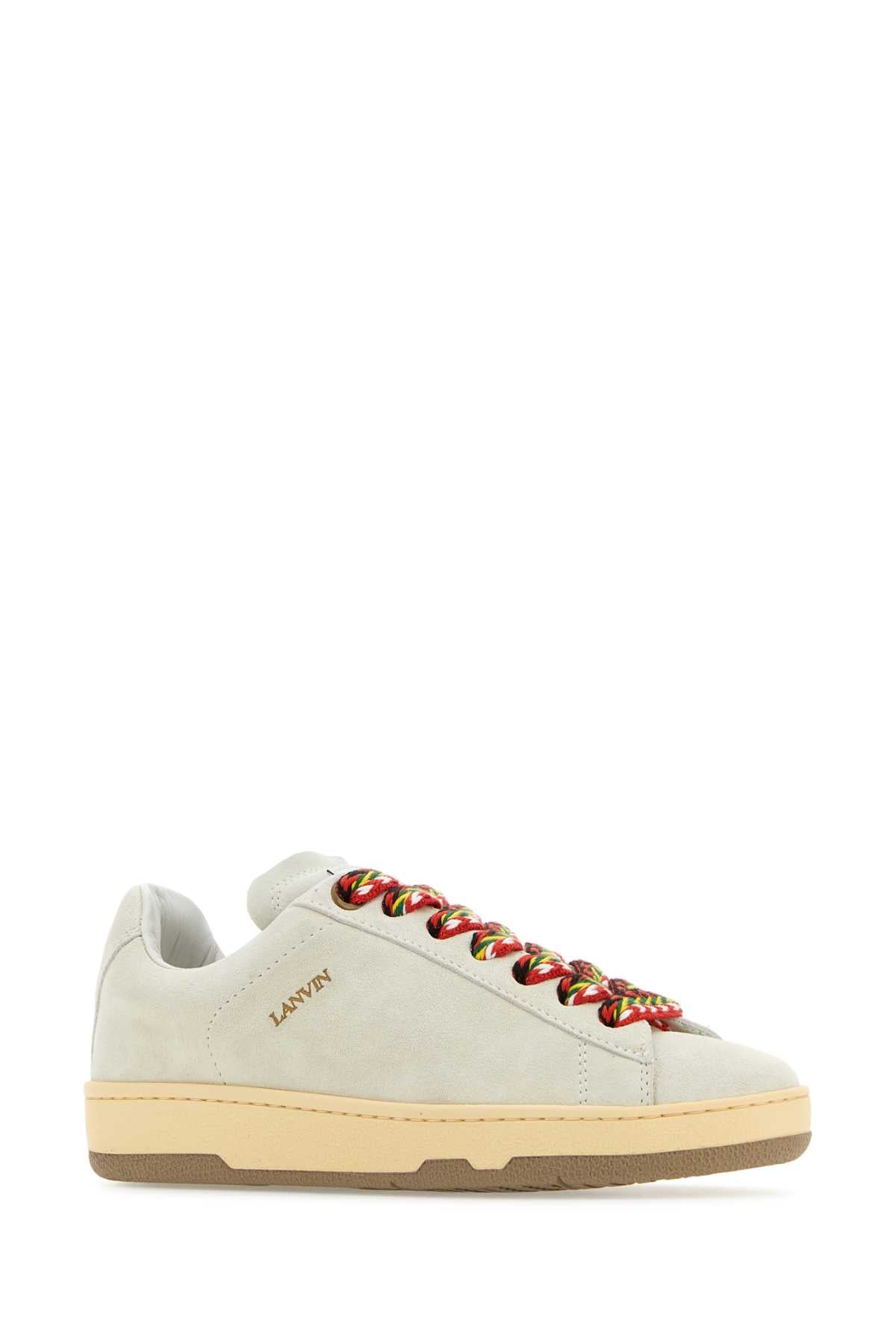 Lanvin Women Chalk Suede Lite Curb Sneakers by Luosophy