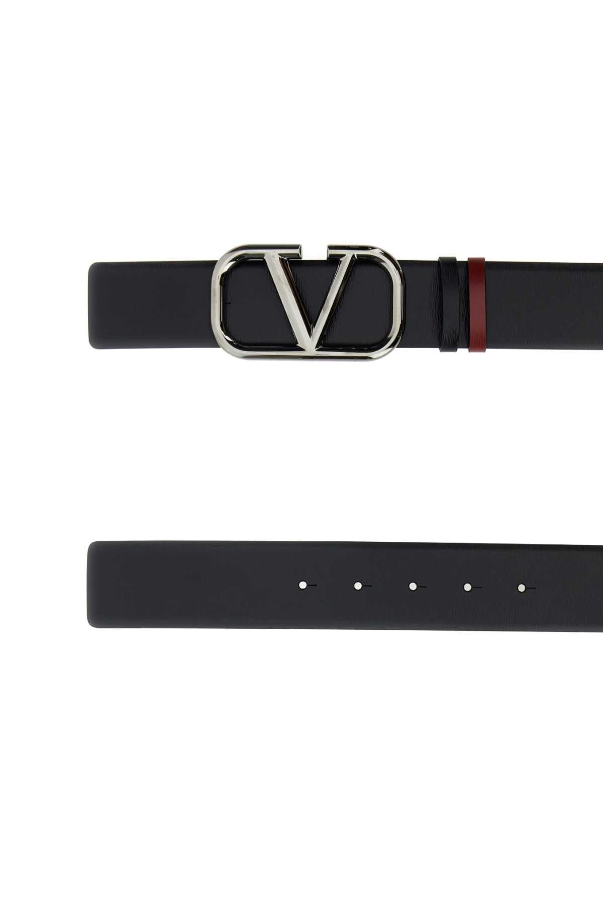 Valentino Garavani Men Black Leather Vlogo Signature Belt by Luosophy