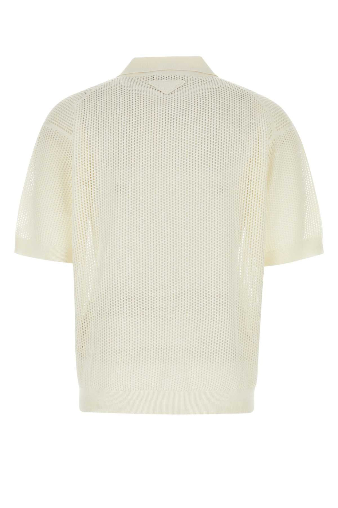Prada Men Ivory Silk Blend Polo Shirt by Luosophy