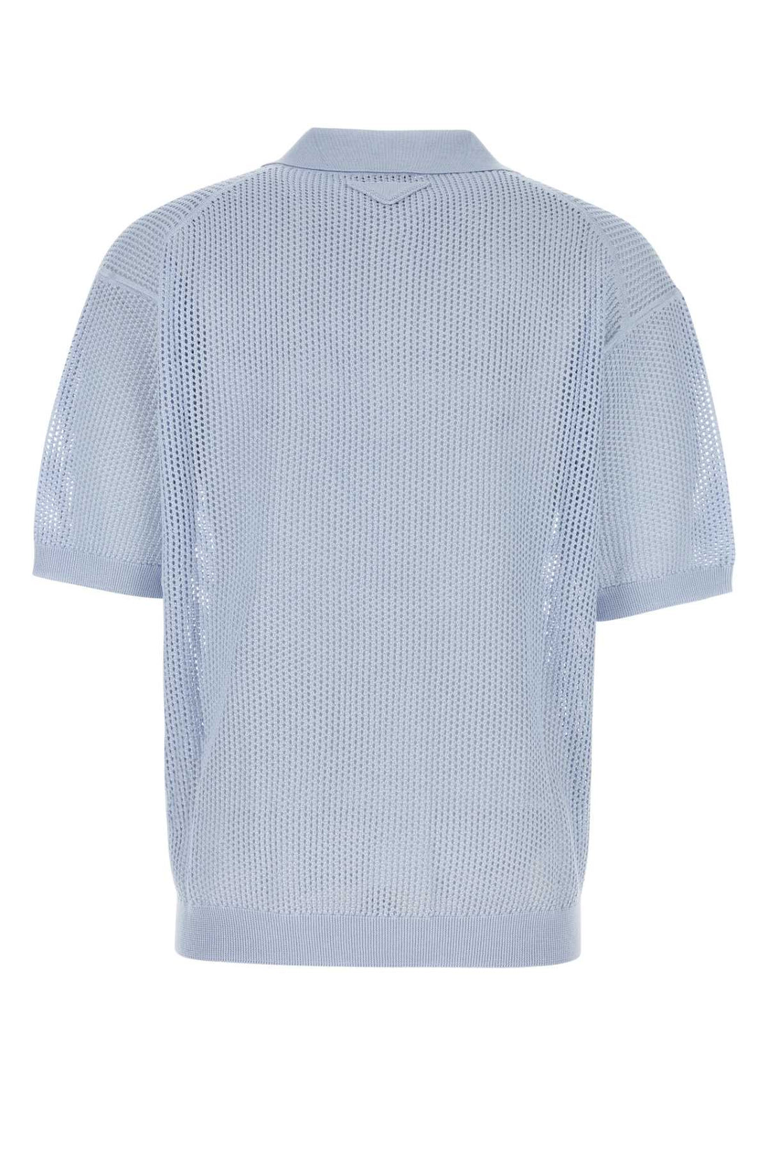 Prada Men Powder Blue Silk Blend Polo Shirt by Luosophy