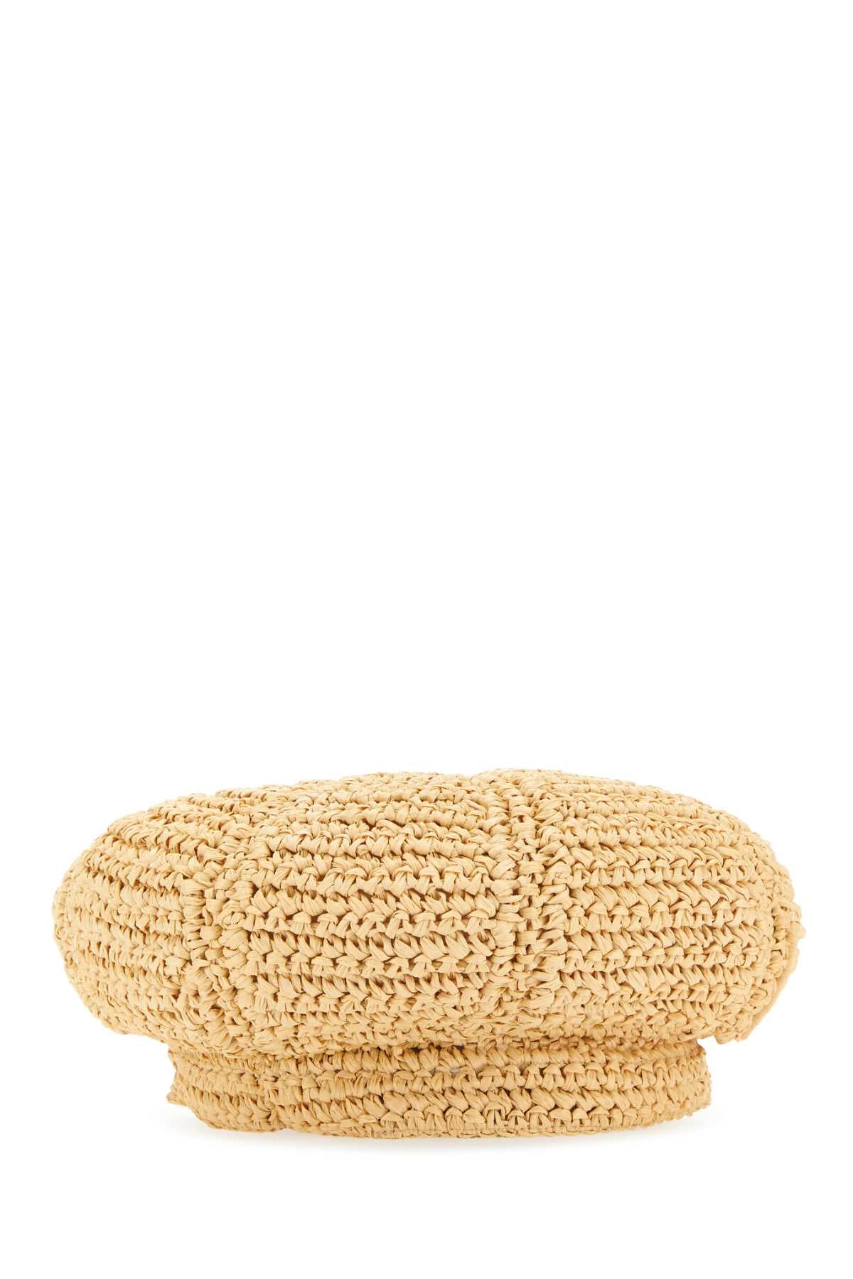 Prada Women Beige Rafia Baker Boy Hat by Luosophy