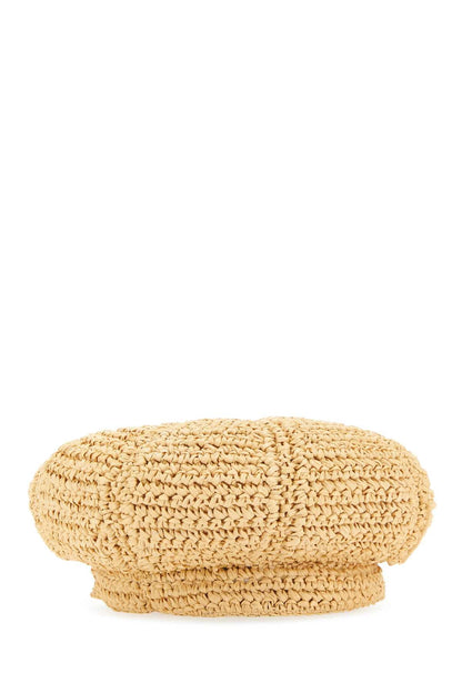 Prada Women Beige Rafia Baker Boy Hat by Luosophy