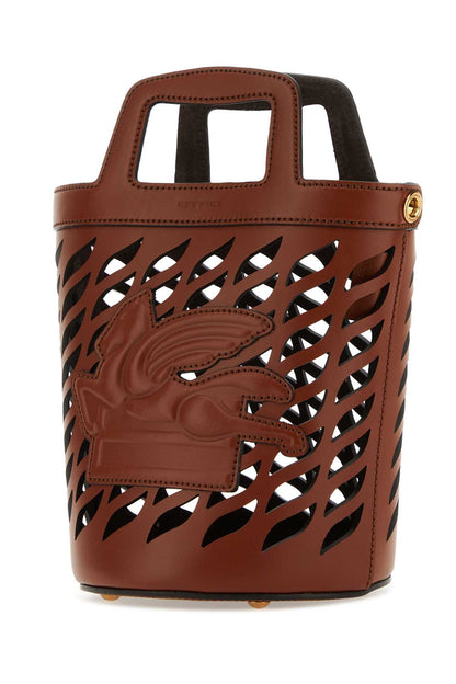 Etro Women Brown Leather Coffa Bucket Bag by Luosophy