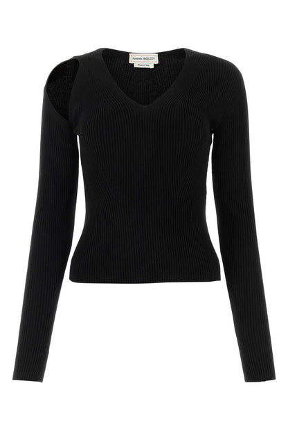 Alexander Mcqueen Women Black Wool Blend Sweater by Luosophy