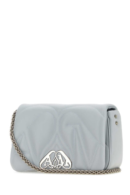 Alexander Mcqueen Women Powder Blue Leather Small Seal Shoulder Bag by Luosophy