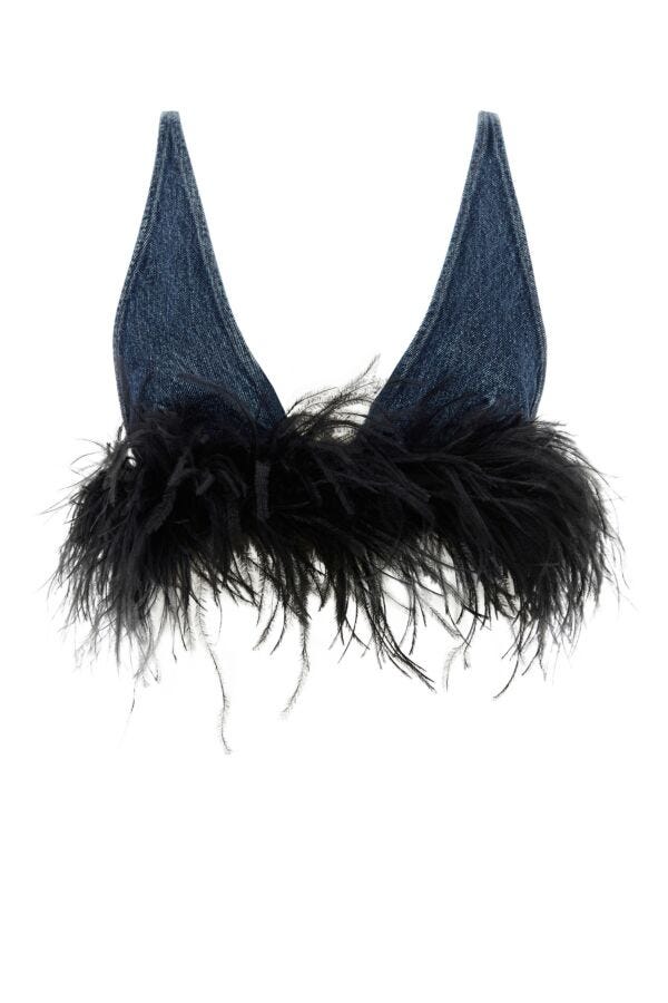 Miu Miu Women Denim Crop Top by Luosophy