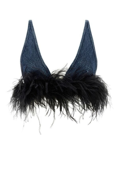 Miu Miu Women Denim Crop Top by Luosophy