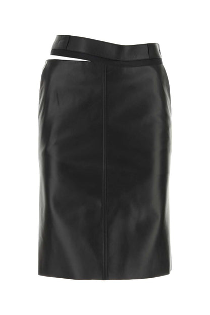 Fendi Women Black Leather Skirt by Luosophy