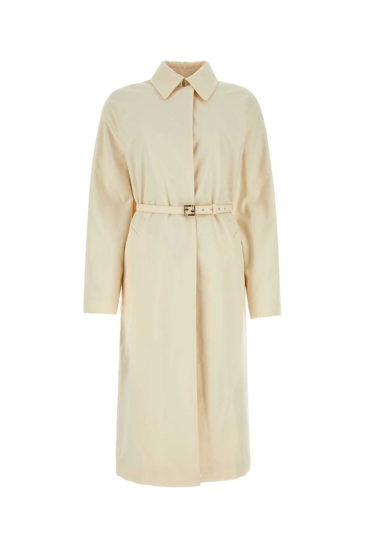 Fendi Women Ivory Polyester Blend Overcoat by Luosophy