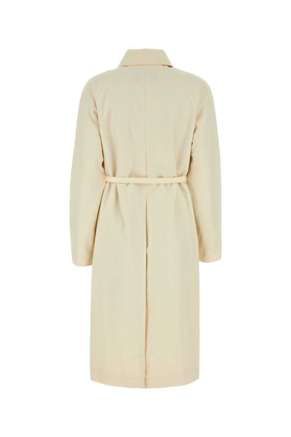 Fendi Women Ivory Polyester Blend Overcoat by Luosophy
