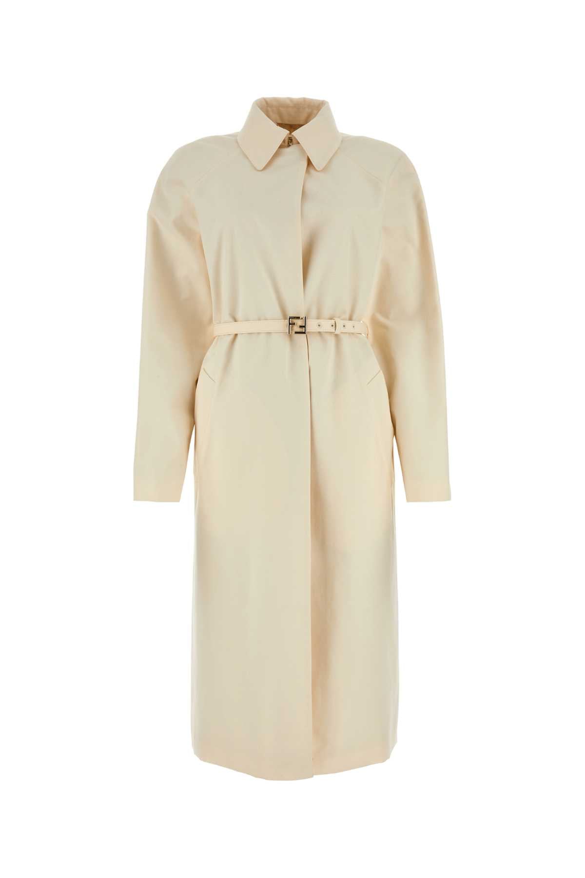 Fendi Women Ivory Polyester Blend Overcoat by Luosophy