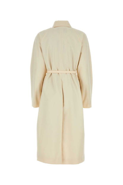 Fendi Women Ivory Polyester Blend Overcoat by Luosophy