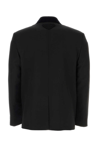 Prada Men Black Wool Blazer by Luosophy