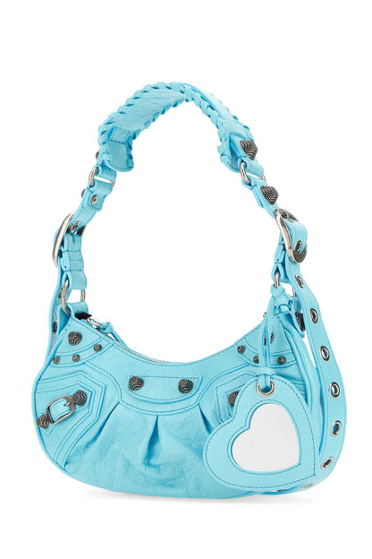Balenciaga Women Light Blue Nappa Leather Le Cagole Xs Shoulder Bag by Luosophy