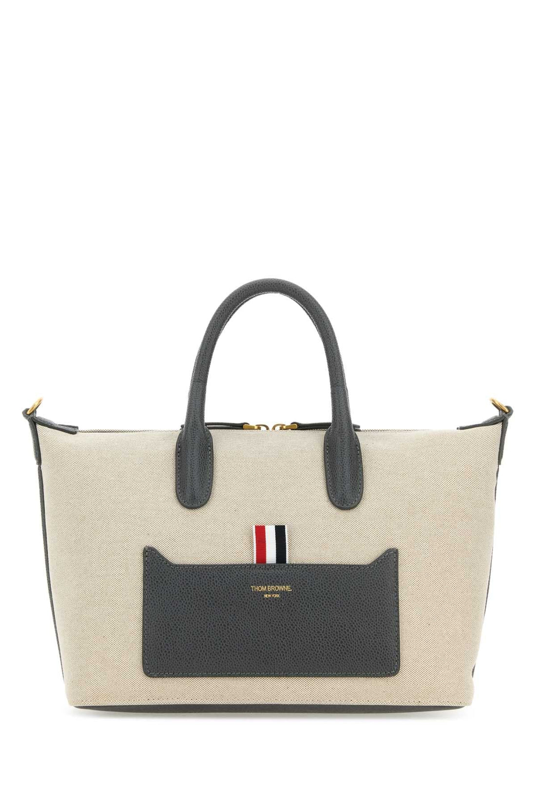 Thom Browne Women Sand Canvas Duffle Small Handbag by Luosophy