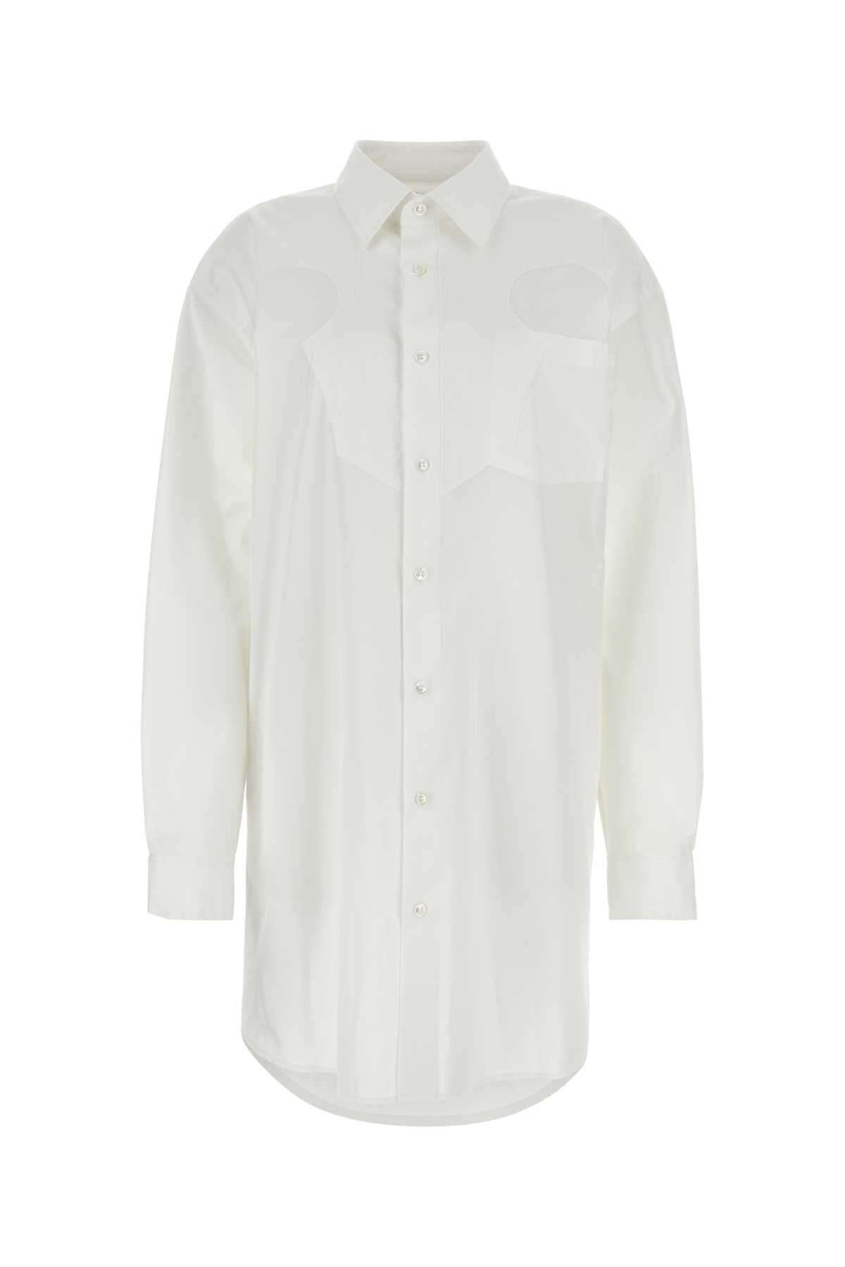 Maison Margiela Women White Poplin Shirt Mini Dress by Luosophy