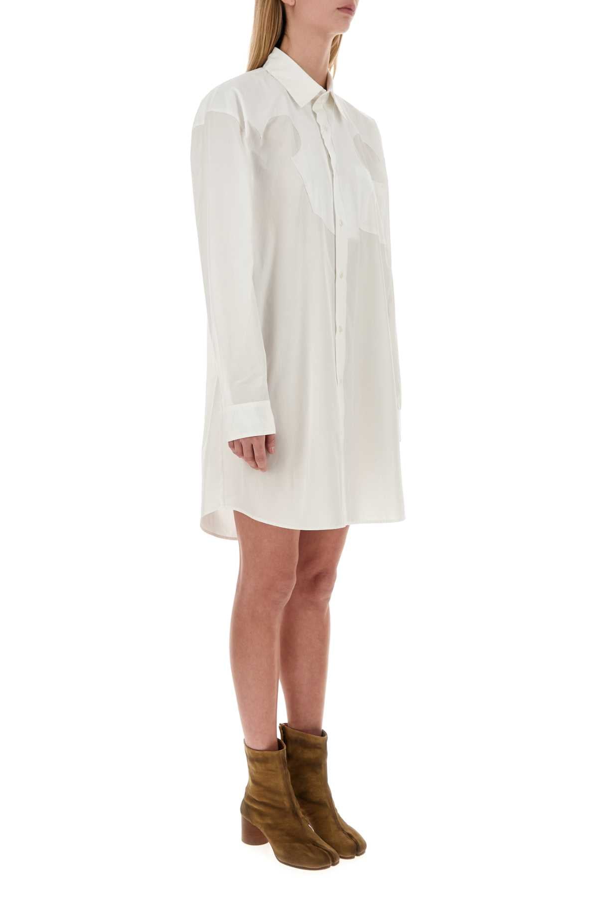 Maison Margiela Women White Poplin Shirt Mini Dress by Luosophy