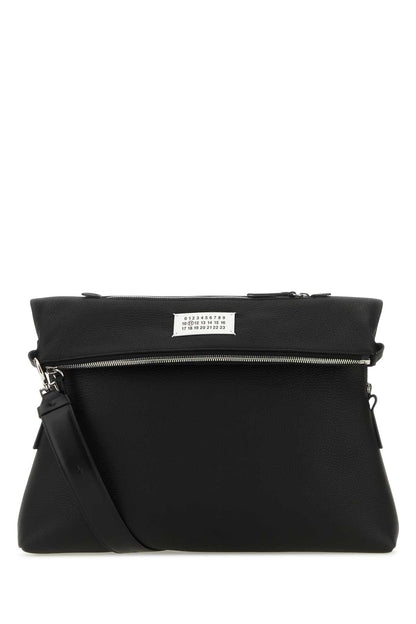 Maison Margiela Men Black Leather Crossbody Bag by Luosophy