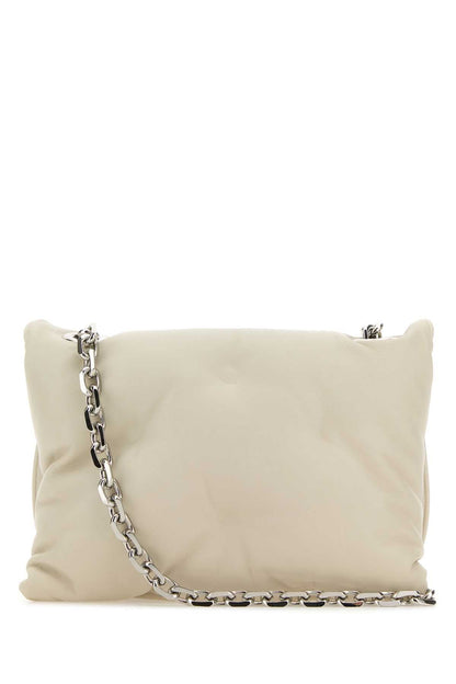 Maison Margiela Women Chalk Nappa Leather Small Glam Slam Flap Crossbody Bag by Luosophy