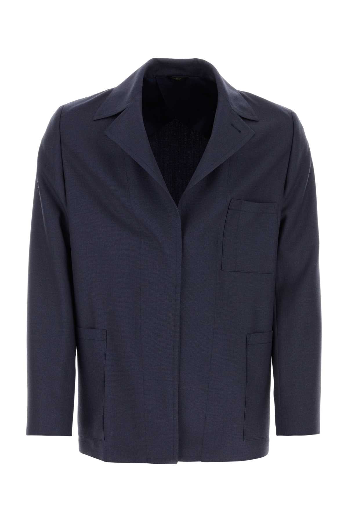 Fendi Men Blue Wool Blazer by Luosophy