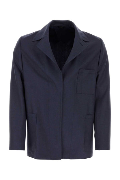 Fendi Men Blue Wool Blazer by Luosophy