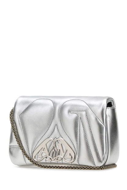 Alexander Mcqueen Women Silver Leather Mini Seal Clutch by Luosophy